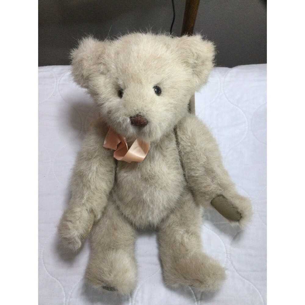 Gund Bear "BIALOSKY" Plush 15" tall Jointed Leather pads Vtg. 1987